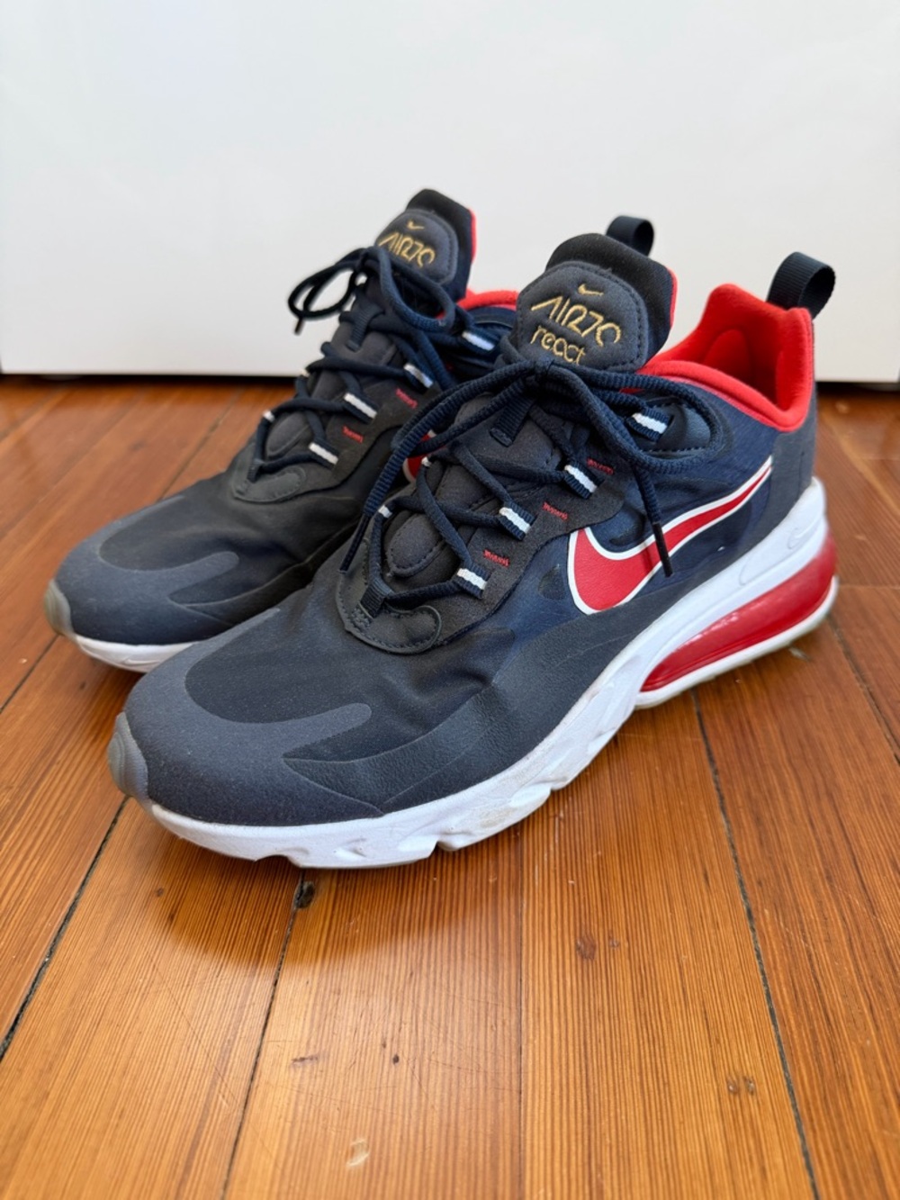 Nike Black and Red Air Max 270 React USA Sneakers